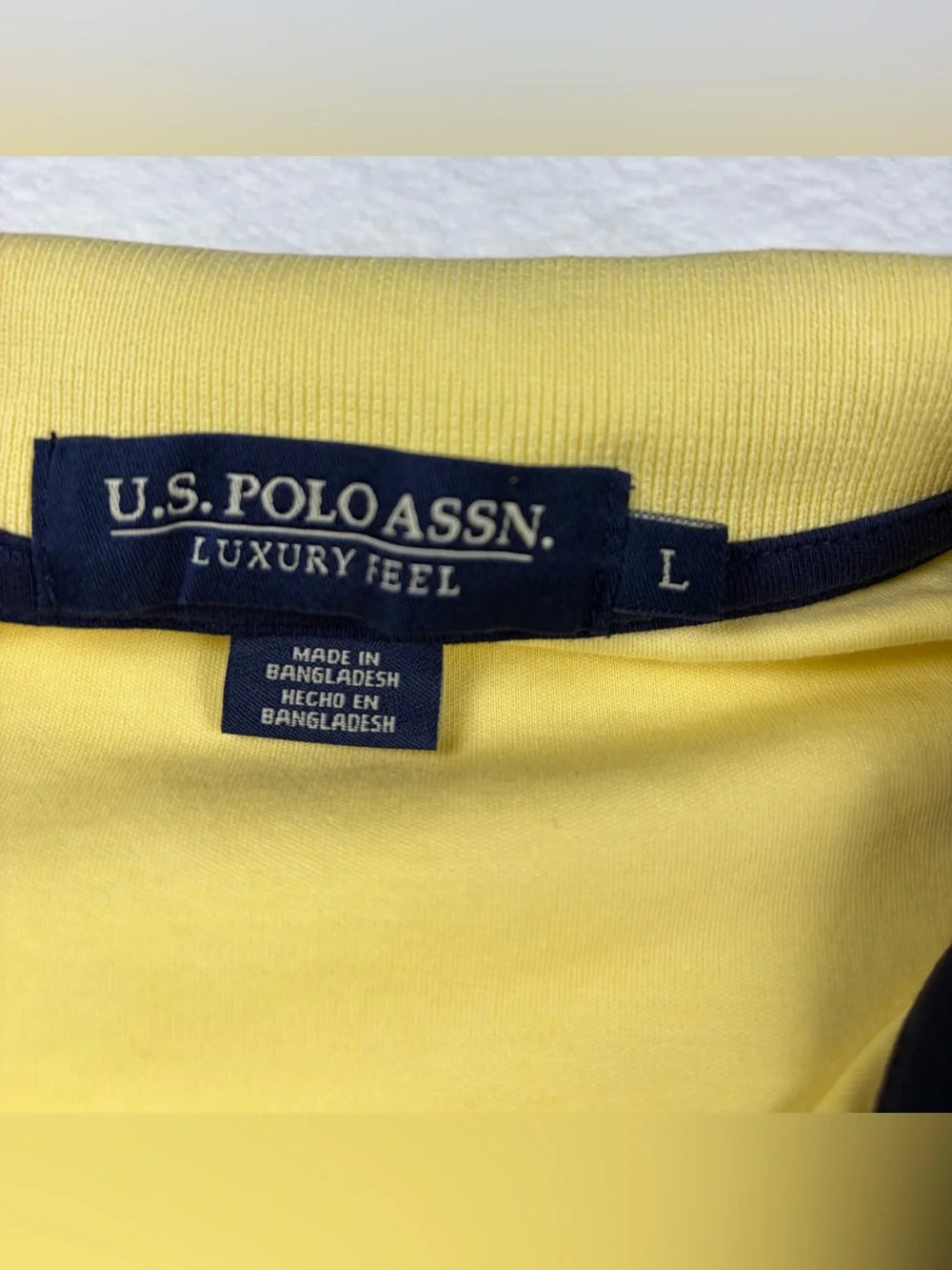 U.S. Polo Assn. Pale Yellow Short-Sleeve‎ Polo with Navy Logo